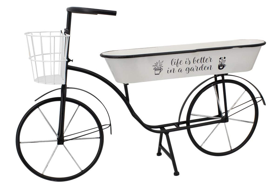 VELO NOIR AVEC BAC A FLEURS BLANC
