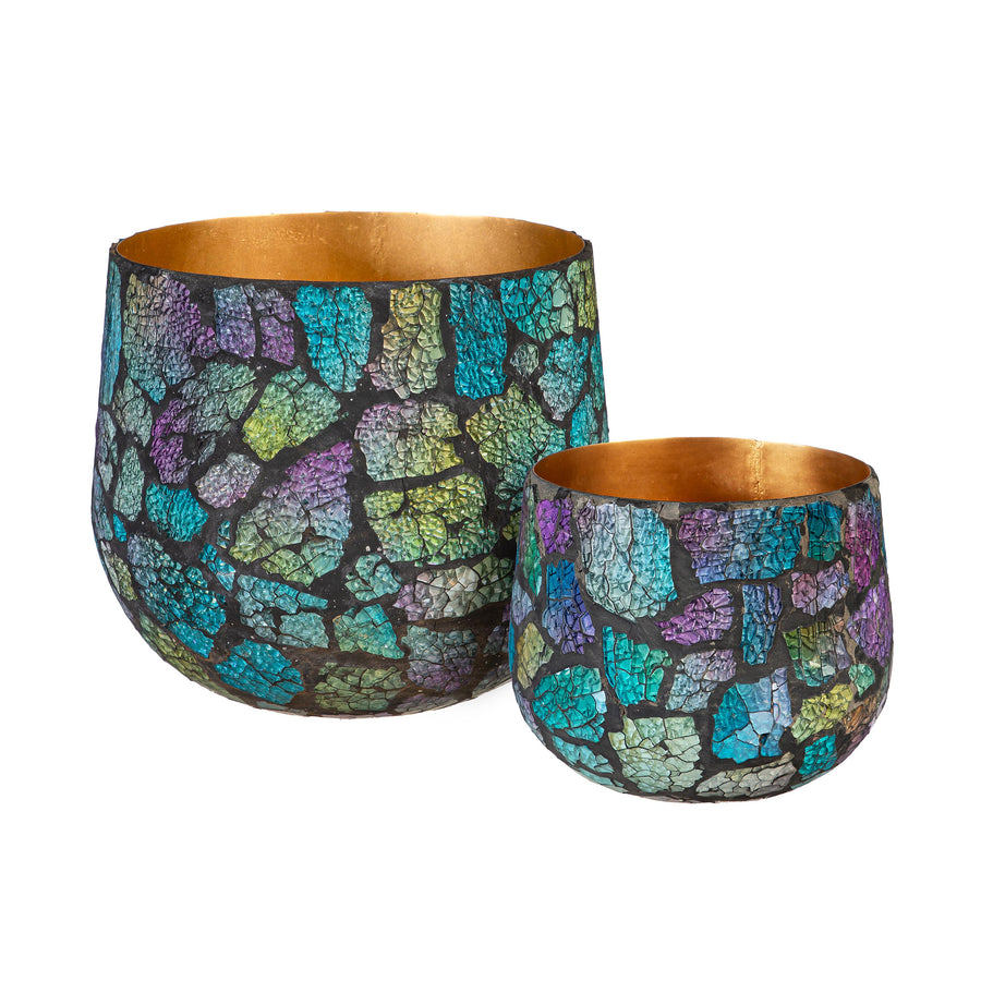CACHE-POT EN MOSAIQUE DE VERRE