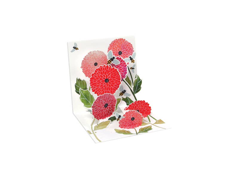 MINI POP-UP CARD - DAHLIAS AND BEES