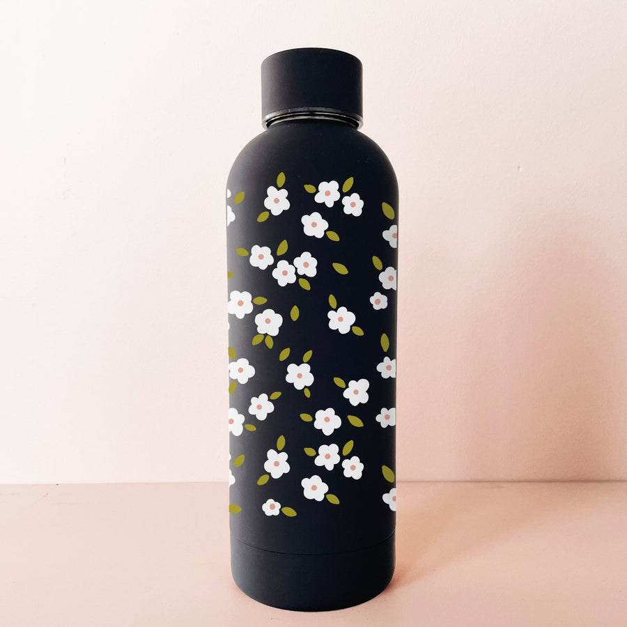BOUTEILLE EN ACIER INOX 17 OZ - NOIR BLOOM BLANC