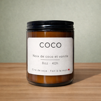 BOUGIE COCO VANILLE EN CIRE DE SOJA NATURELLE
