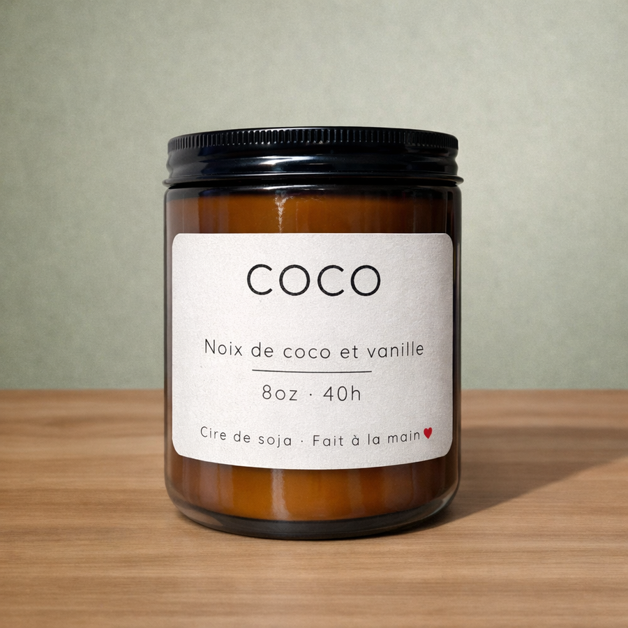 BOUGIE COCO VANILLE EN CIRE DE SOJA NATURELLE
