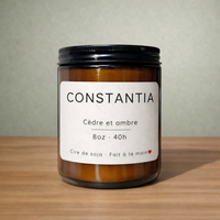 BOUGIE EN SOJA CONSTANTIA CÈDRE AMBRE PARFUM LONGUE DURÉE