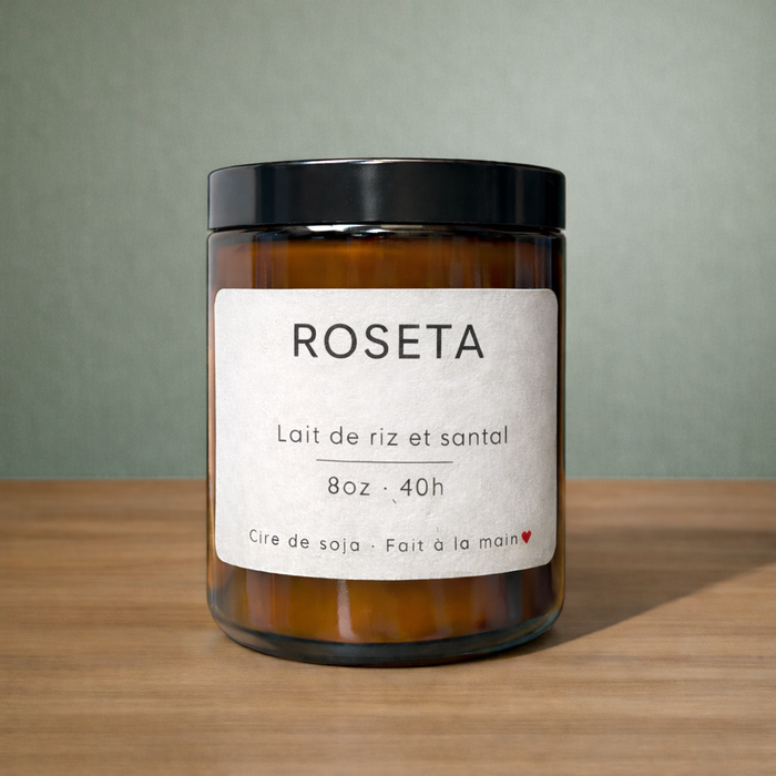 BOUGIE ROSETA LAIT DE RIZ SANTAL AMBIANCE CHALEUREUSE FÉMININE