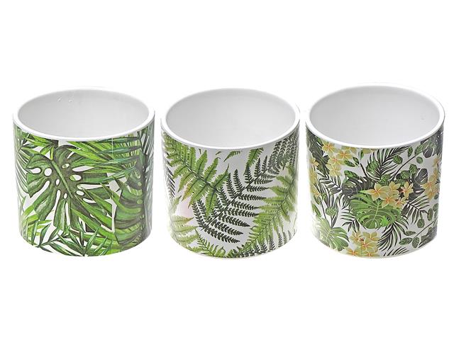 ROUND CERAMIC PLANTERS - LEAF