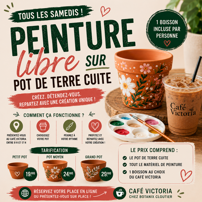 Les Samedis Créatifs – Peinture libre sur pot de terre cuite