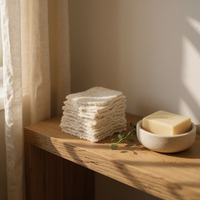 POCHETTE DE SAVON EXFOLIANTE EN COTON ET LIN NATURELS