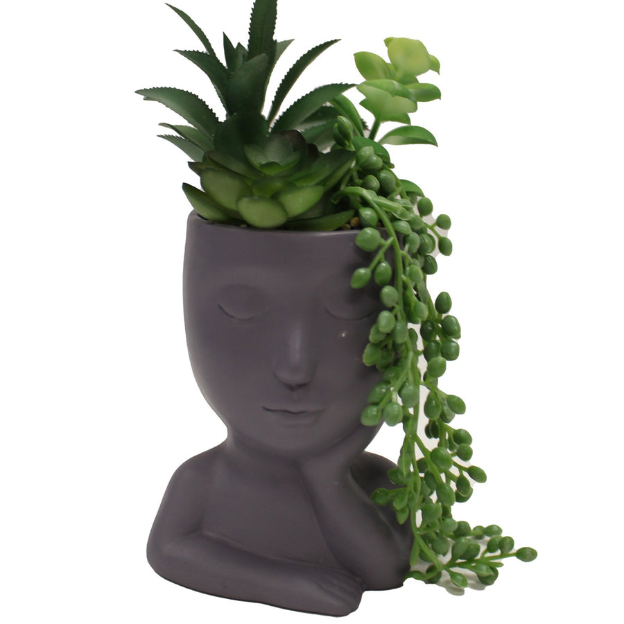 POT DÉCORATIF AVEC FAUSSE SUCCULENTE