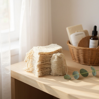 POCHETTE DE SAVON EXFOLIANTE EN COTON ET LIN NATURELS