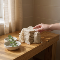 POCHETTE DE SAVON EXFOLIANTE EN COTON ET LIN NATURELS