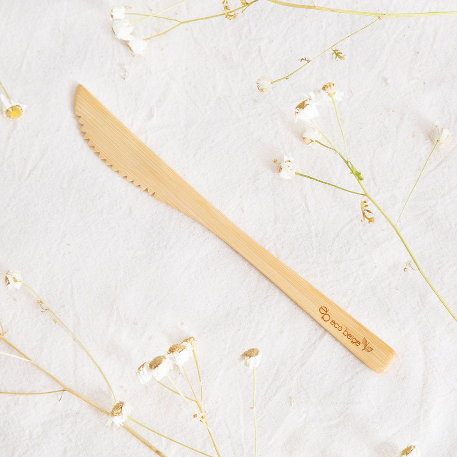 COUTEAU EN BAMBOU NATUREL ANTIBACTERIEN DURABLE COMPOSTABLE