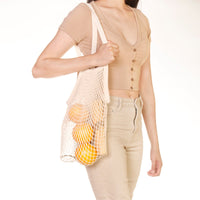NATURAL COTTON NETTED SHOULDER BAG
