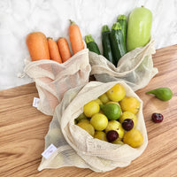 SACS EN COTON POUR FRUITS ET LÉGUMES LOT DE 3 ZÉRO DÉCHET