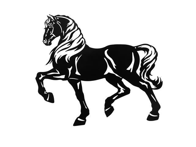DÉCORATION MURALE EN MÉTAL NOIR - CHEVAL DE MARCHE