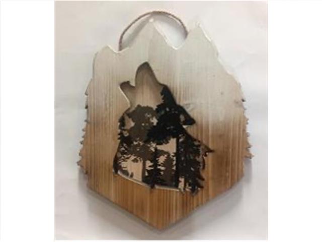 DÉCORATION MURALE EN MDF - FORÊT À TÊTE DE LOUP HURLANT