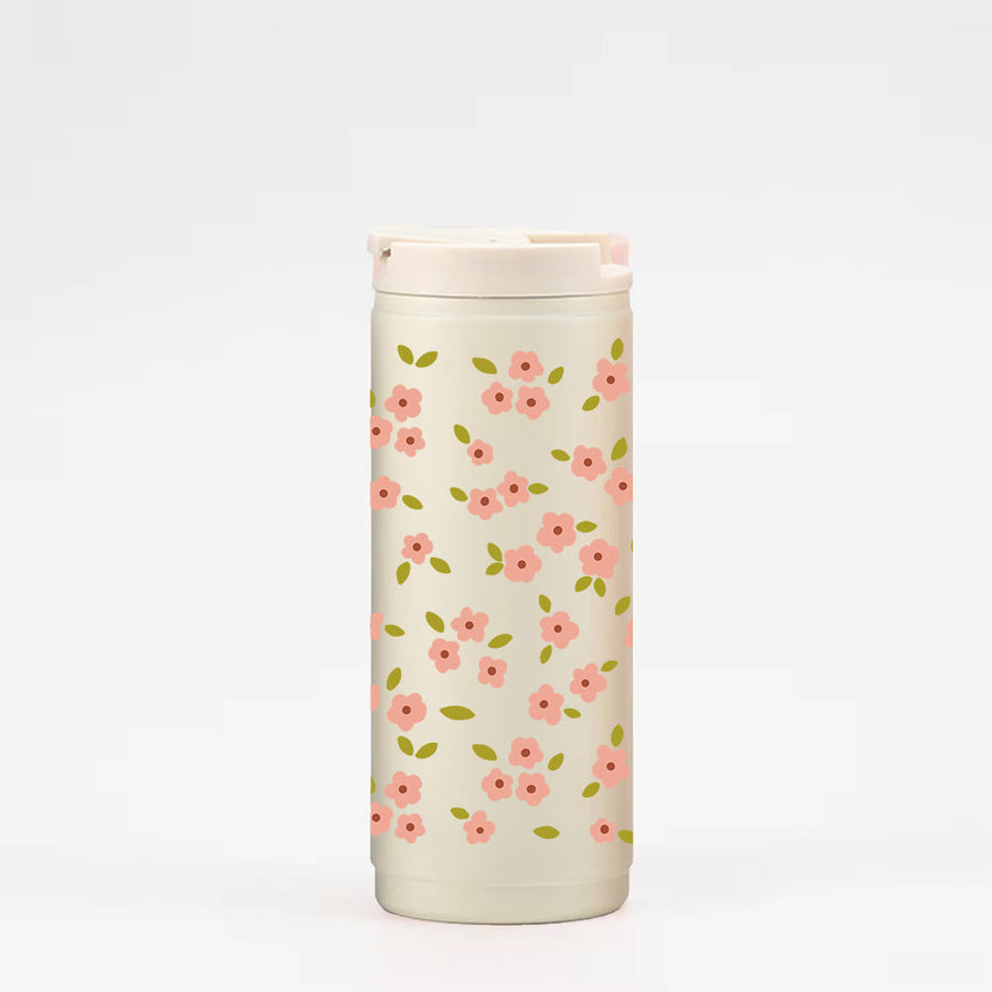 16oz Insulated Tumbler - cream bloom pink