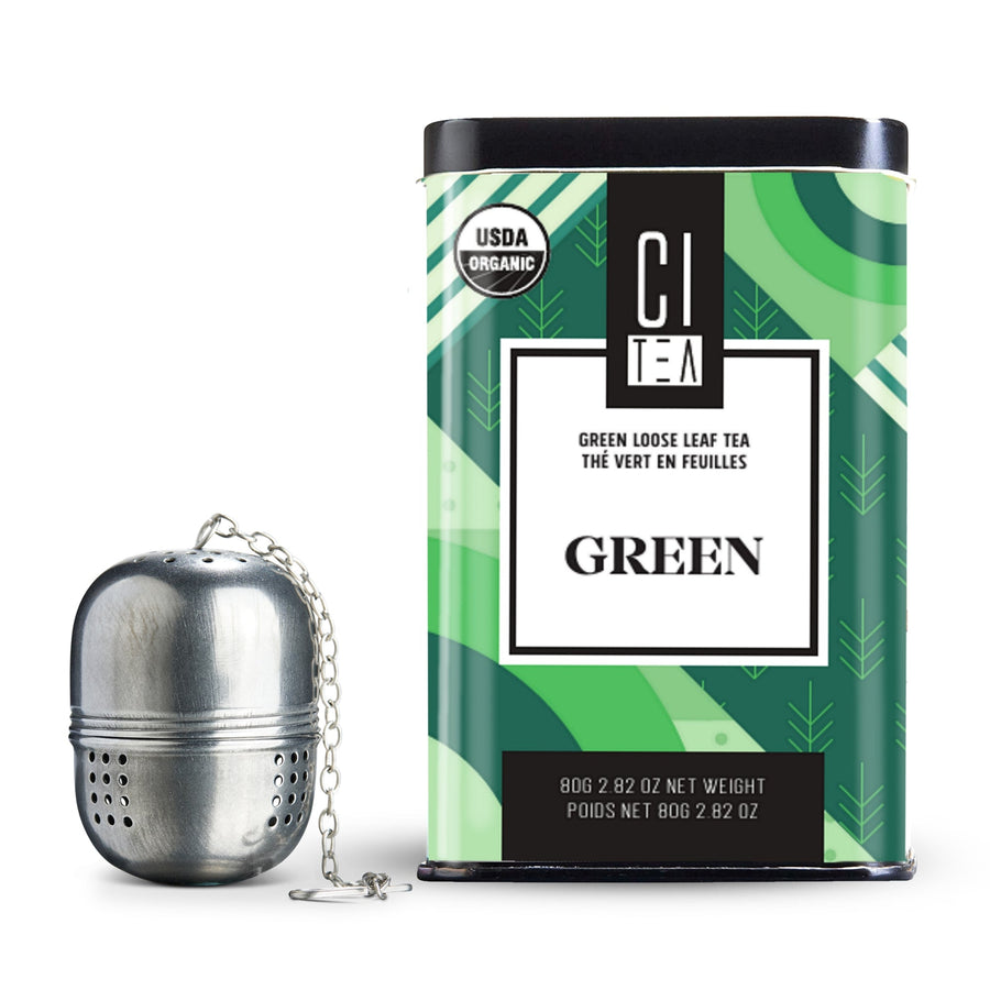 ORGANIC GREEN LOOSE LEAF TEA WITH TEABALL - 80G