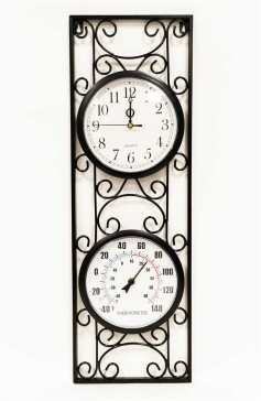 THERMOMÈTRE ET HORLOGE MURALE MÉTALLIQUE