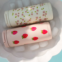 16oz Insulated Tumbler - cream bloom pink