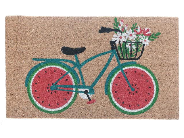 TAPIS EN FIBRE DE COCO - VÉLO AVEC FLEUR