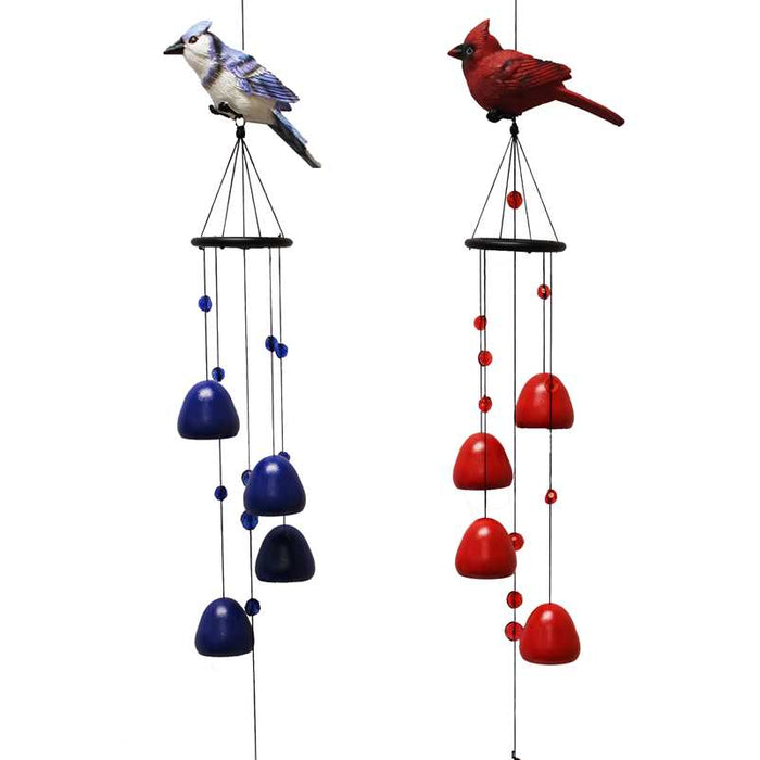 CARILLON EN RESINE BLUE JAY ET CARDINAL