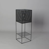POT-PLANTER SURÉLEVÉ EN MÉTAL NOIR DESIGN CONTEMPORAINE POUR INTÉRIEUR-DÉCOR ÉPURÉE