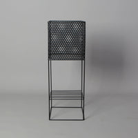 POT-PLANTER SURÉLEVÉ EN MÉTAL NOIR DESIGN CONTEMPORAINE POUR INTÉRIEUR-DÉCOR ÉPURÉE