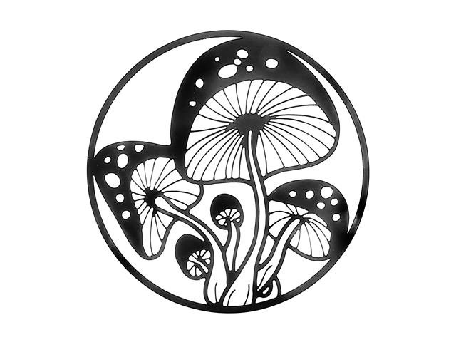 DÉCORATION MURALE EN MÉTAL NOIR - CHAMPIGNON