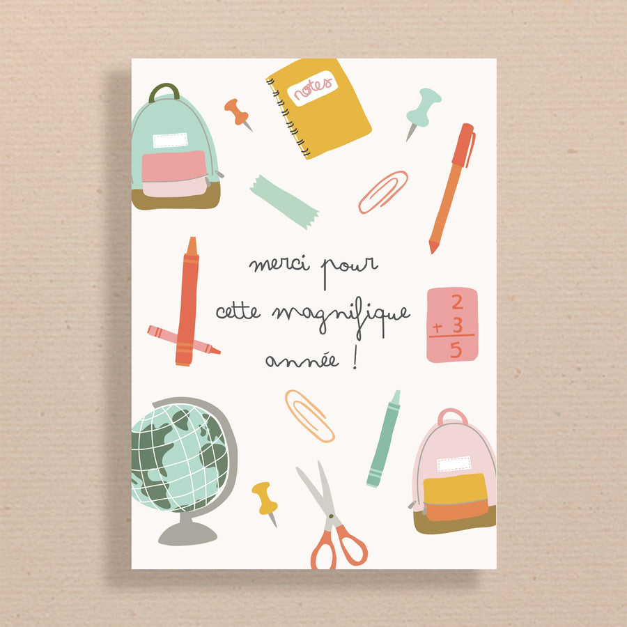 CARTE REMERCIEMENT ENSEIGNANT – FORMAT 5x7" POCKET