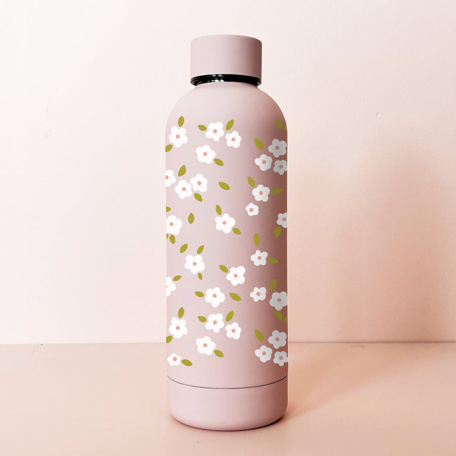 17 OZ STAINLESS STEEL BOTTLE - PALE PINK - WHITE BLOOM