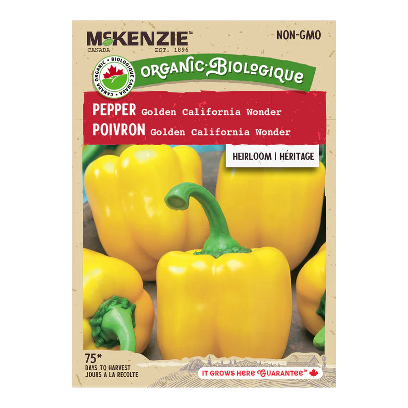 ORGANIC VEGETABLE SEEDS: PEPPER - GOLDEN CALIFORNIA WONDER