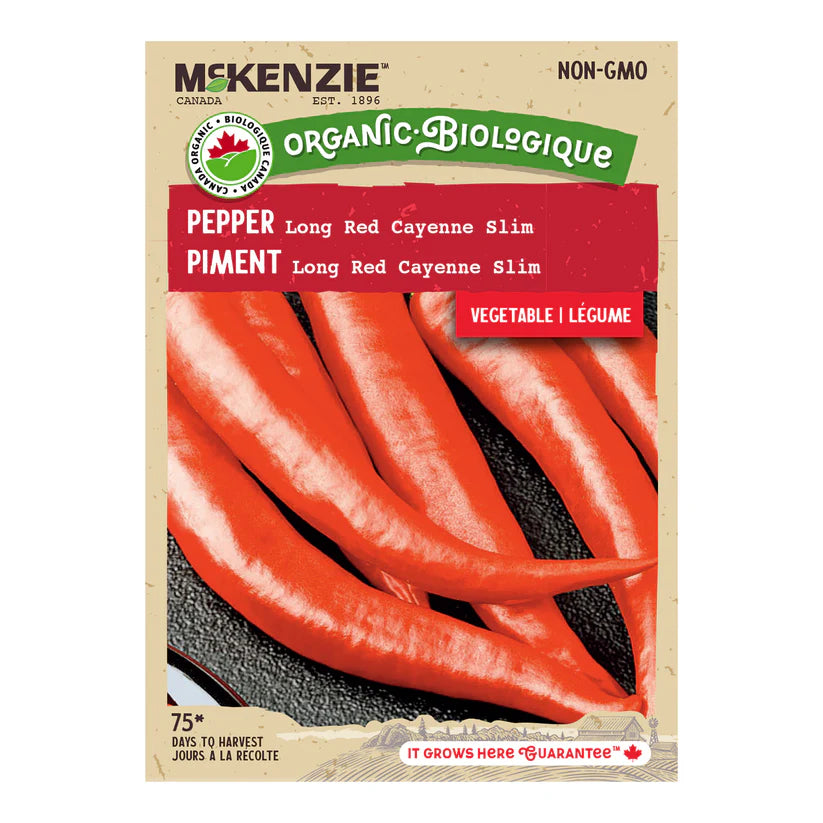 ORGANIC VEGETABLE SEEDS: LONG RED CAYENNE PEPPER