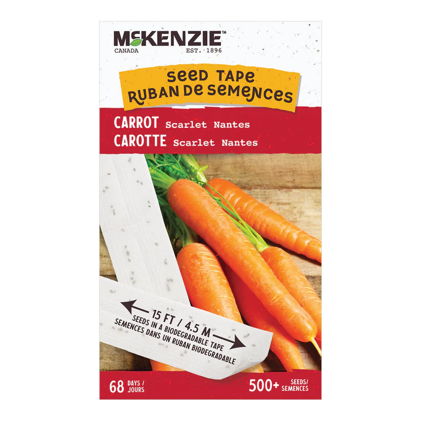 VEGETABLE SEEDS: CARROT - SCARLET NANTES ON A BAND