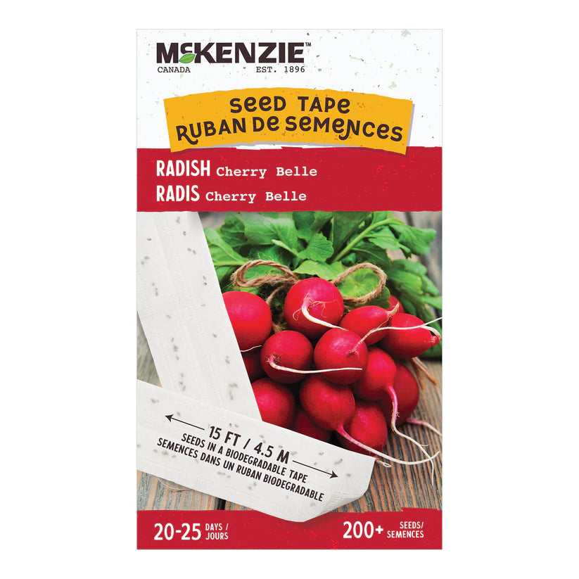 VEGETABLE SEEDS: RADISH - CHERRY BELLE ON TAPE
