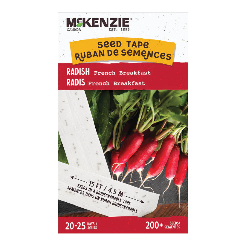 VEGETABLE SEEDS: RADISH - FRENCH BREAKFAST IN A TAPE