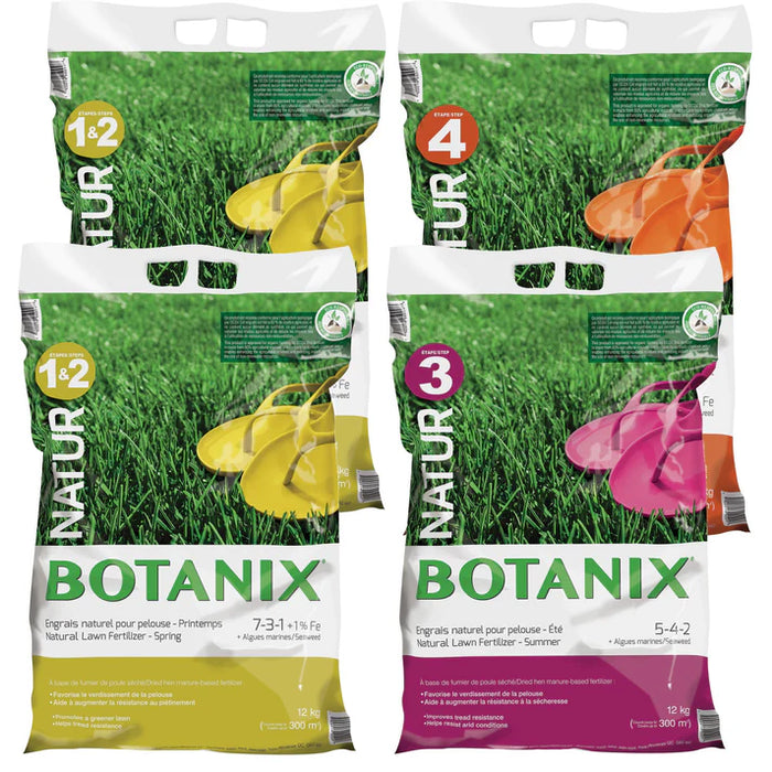 BOTANIX - ENGRAIS NATUREL POUR LA PELOUSE 4 ÉTAPES