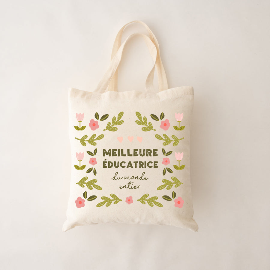 SAC REUTILISABLE COTON BIO POUR MEILLEURE EDUCATRICE