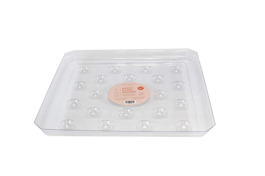 RIGID SQUARE TRANSPARENT SAUCER 35CM / 14IN