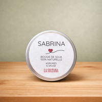 BOUGIE SABRINA-NATURELLE-CIRE-SOJA-PURE-AROMATIQUE AROMES-AGRUMES-SAUGE-FRAIS ENVOÛANTE FRAÎCHE