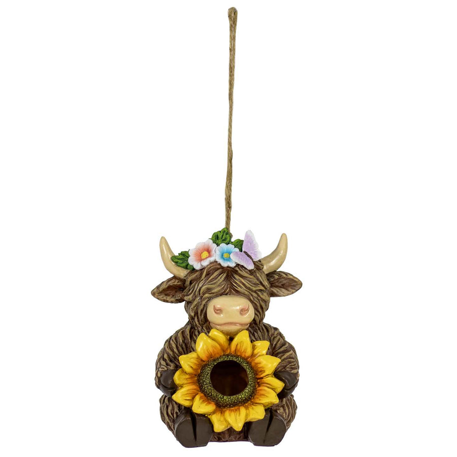 BIRD HOUSE HIGHLAND COW / RESIN SUNFLOWER