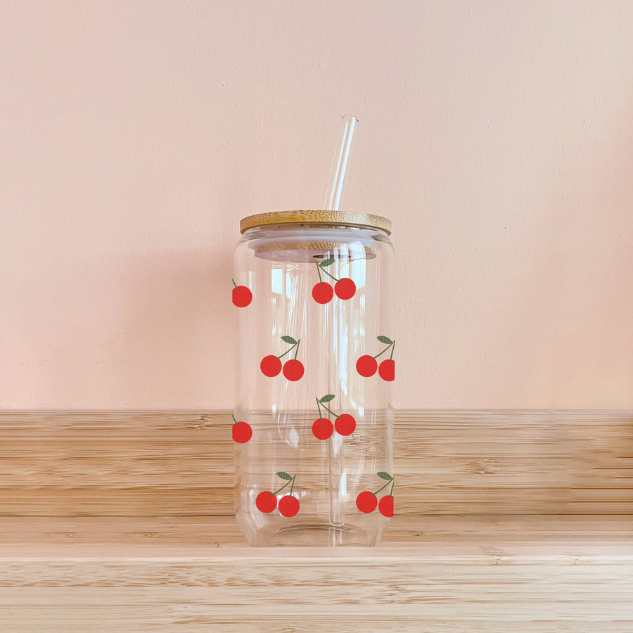 VERRE REUTILISABLE CERISES – BOHO JOYEUX ET COLORÉ