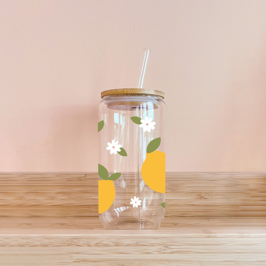 VERRE BOHO CITRONS – RÉUTILISABLE AVEC COUVERCLE