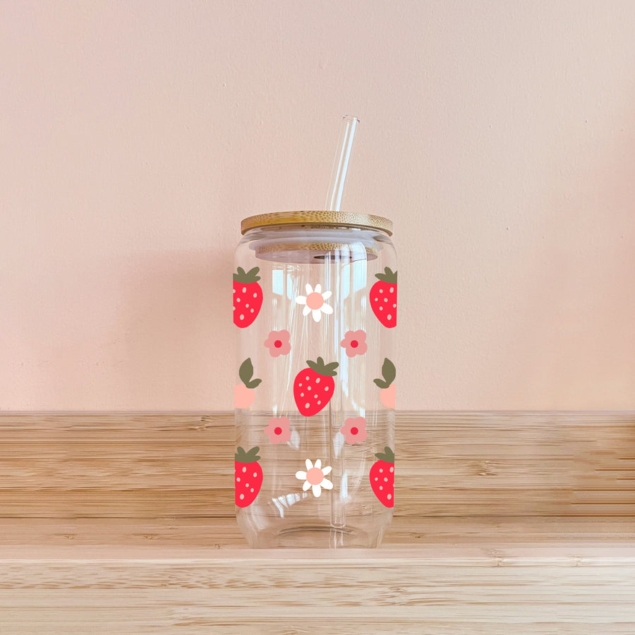 VERRE À BOISSON BOHO FRAISES ET FLEURS – JOIE & STYLE