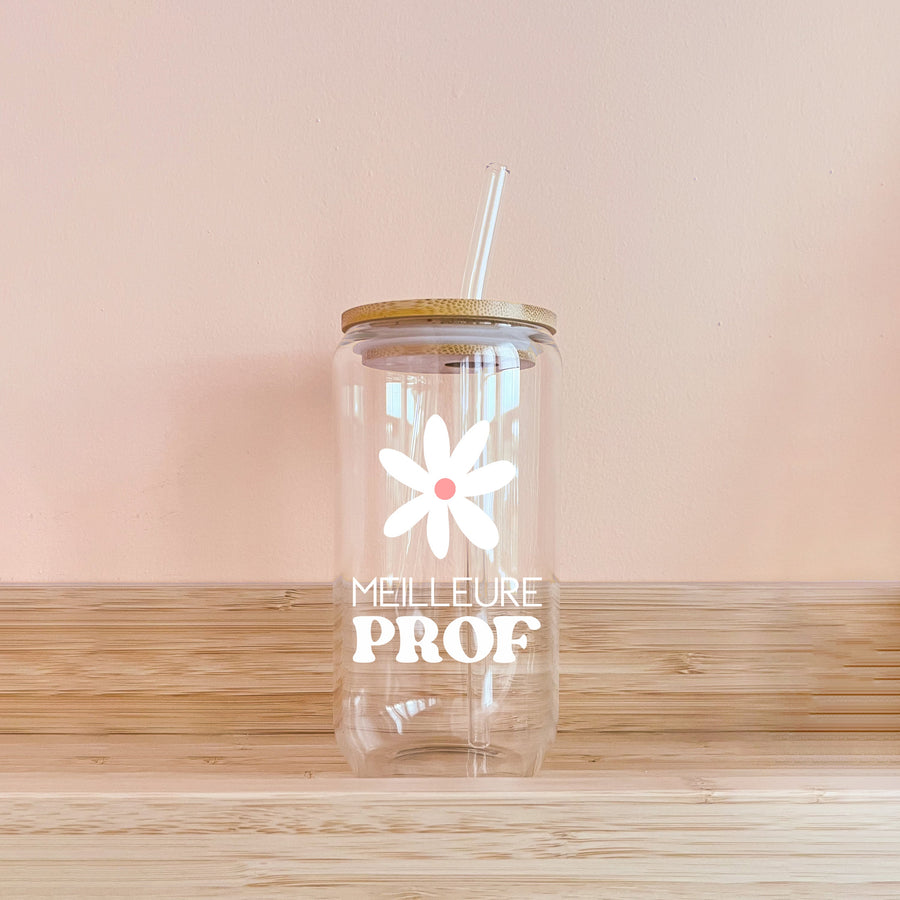 VERRE MEILLEURE PROF - FLEUR BLANCHE