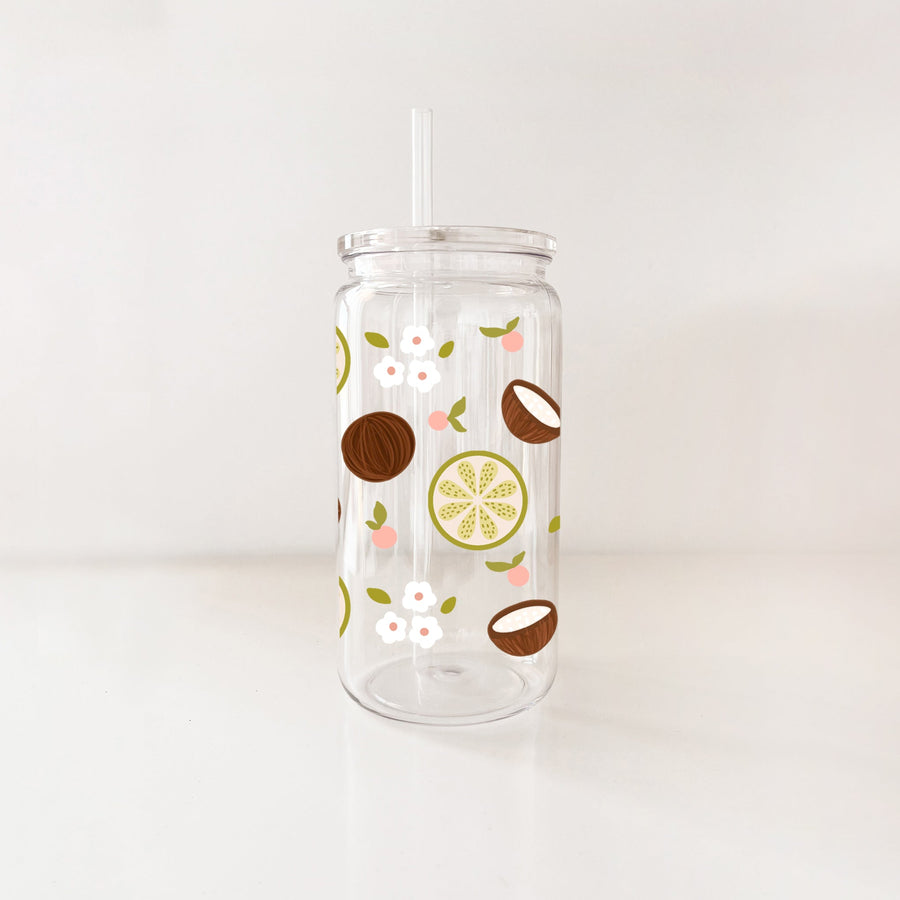 VERRE PLAQUE COCO-LIME AVEC PAILLE – RÉUTILISABLE