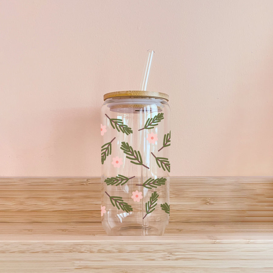 VERRE BOHO SAPINAGE 16OZ AVEC COUVERCLE BAMBOU