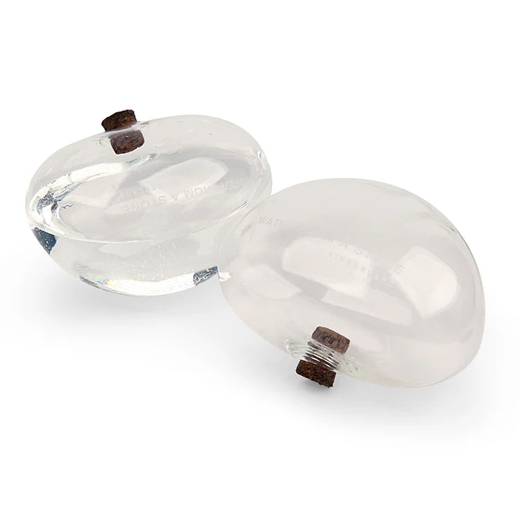 SET OF TWO CLEAR GLASS STONES FOR PLANTS CONTEMPORARY INDOOR DECOR