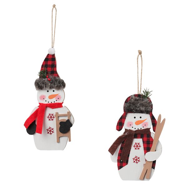 WOODEN SNOWMAN ORNAMENT