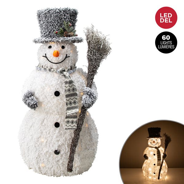LIGHT-UP FROSTED SNOWMAN
