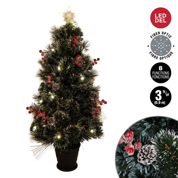 SAPIN DE NOEL ARTIFICIEL GIVRE À FIBRE OPTIQUE